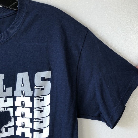 Gildan Dallas Texas T-Shirt Mens M Navy White Heavy Cotton Short Sleeve Tee - Picture 4 of 8